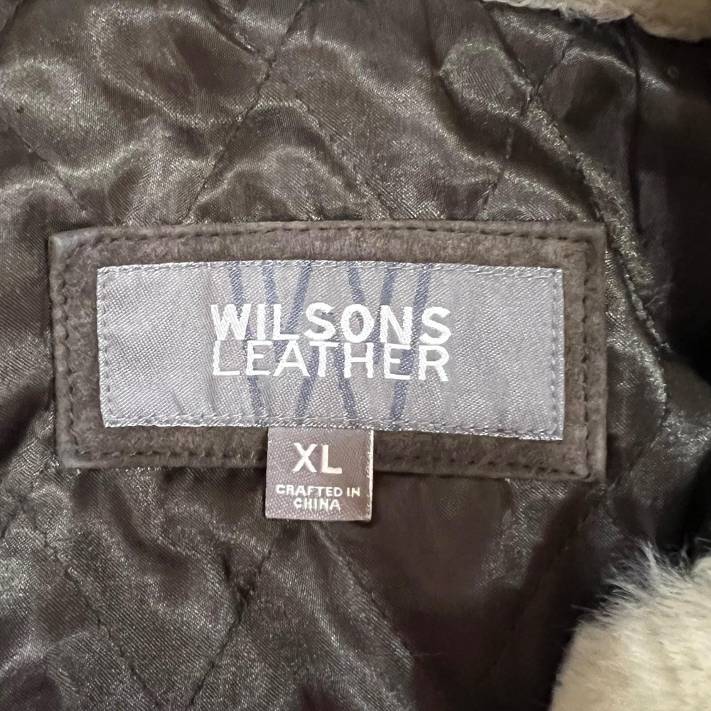 Wilsons Leather Brown Suede Faux Fur Trim Hooded Parka Coat XL - Picture 8 of 14